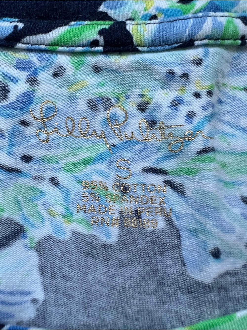 Lilly Pulitzer High Tide Navy Floral Vine Short Sleeve Lettuce Hem Small - Picture 6 of 7